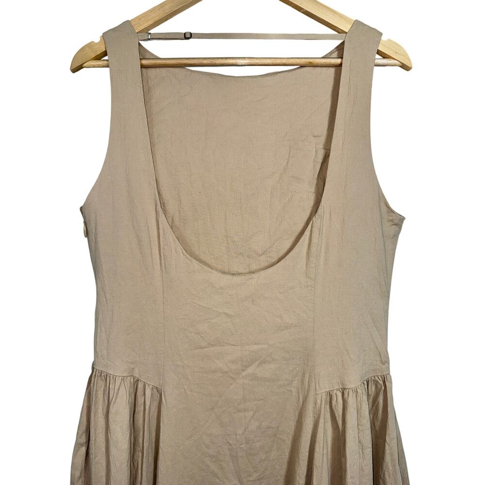 Abercrombie & Fitch Tan Beige Pleated Sleeveless Midi Dress Womens Size Large L - Picture 5 of 10